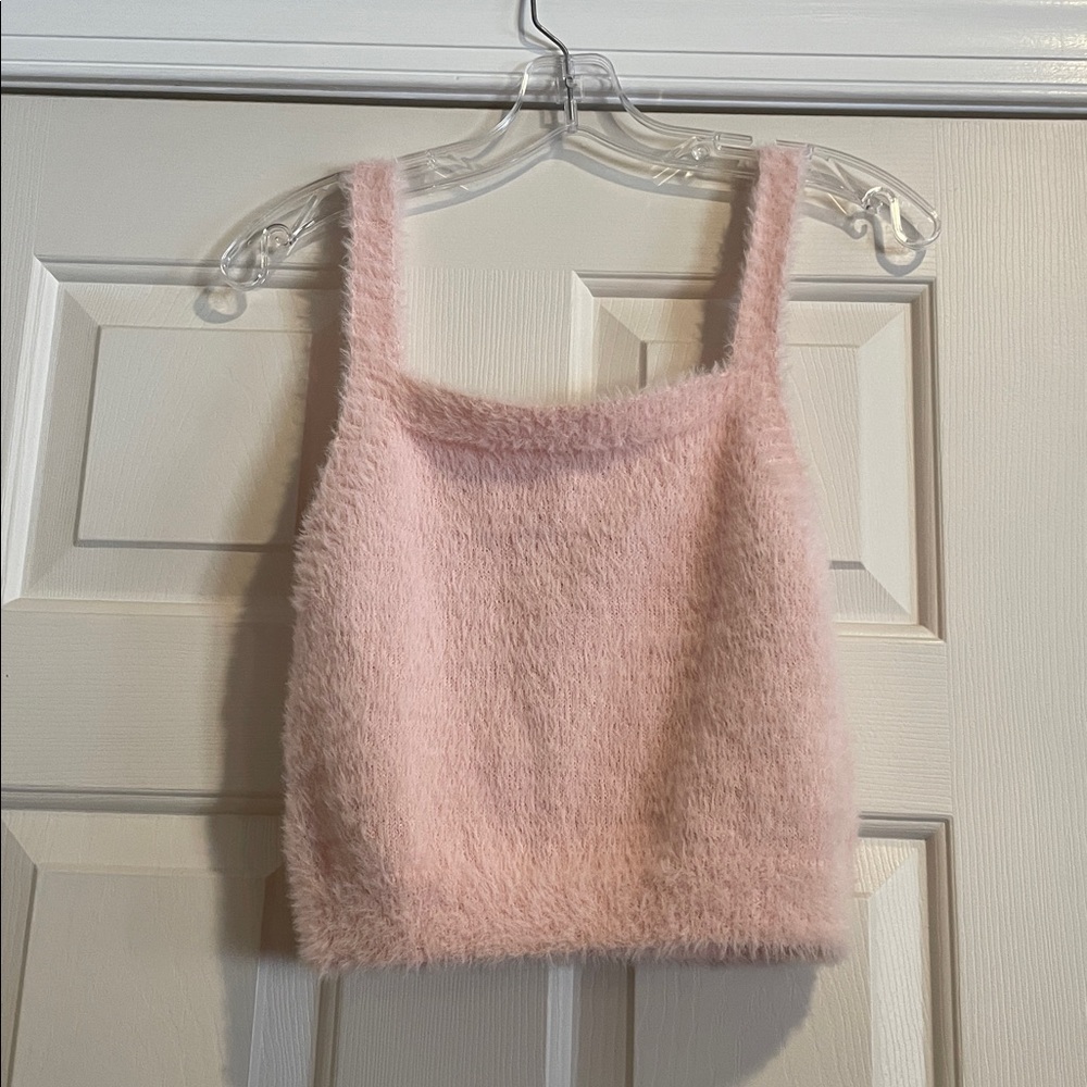 Francesca's Collections Pink Fuzzy Tank Top